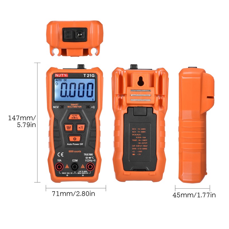 NJTY T21G Mini Smart Multimeter 6000 Counts True RMS Universal