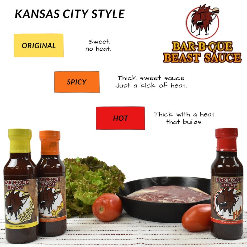 Bar-B-Que Beast BBQ Sauce, 3 Variety Pack, Flavors - Original,