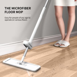 Microfiber Mop Floor Cleaning System Washable Pads Reusable Dust Mops with 4PCS Soft Refill Pads Hardwood Wood Floor Cleaner Mop 360 Rotate Dry Wet Mop