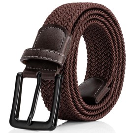 EsengNoyi Braided Belts Men Elastic Stretch Belt for Jeans Pants Golf, Brown, S - waist 30"-34"