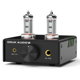 Douk Audio Mini Tube Headphone Amplifier Desktop Stereo Audio Preamp with 4.4/6.35 mm Socket (Aluminium Alloy)