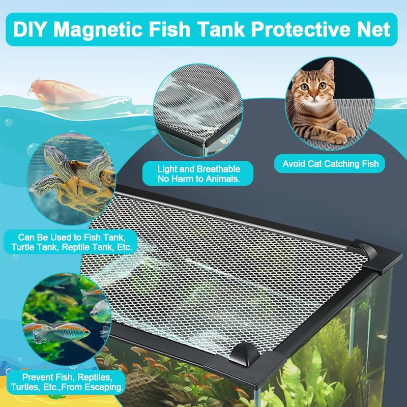 Jaxbo Magnetic Aquarium Cover Lid, DIY Fish Tank lid Anti-Jumping