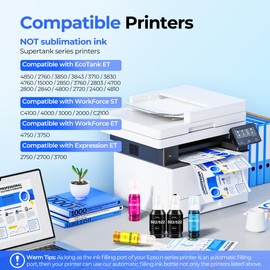 T502 502 Ink Refill Bottles ET-2850 ET-3850 Replacement for Epson 502 Ink Refill Bottles 4 Pack Compatible for Ecotank ET 2850 ET 3850 ET-4760 ET-2760 ET-3830 ET 15000 ET 4850 ET-3843 2750 Printer