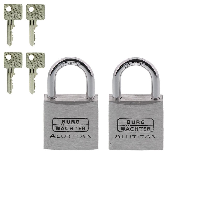 Burg-Wächter padlock, set of 2, 5 mm thickness, 4 keys,