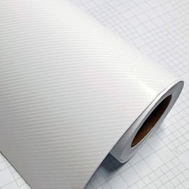 DIYAH 4D Carbon White Fiber Vinyl Wrap Sticker with Air Release Bubble Free Anti-Wrinkle (12" x 60" / 1FT x 5FT)