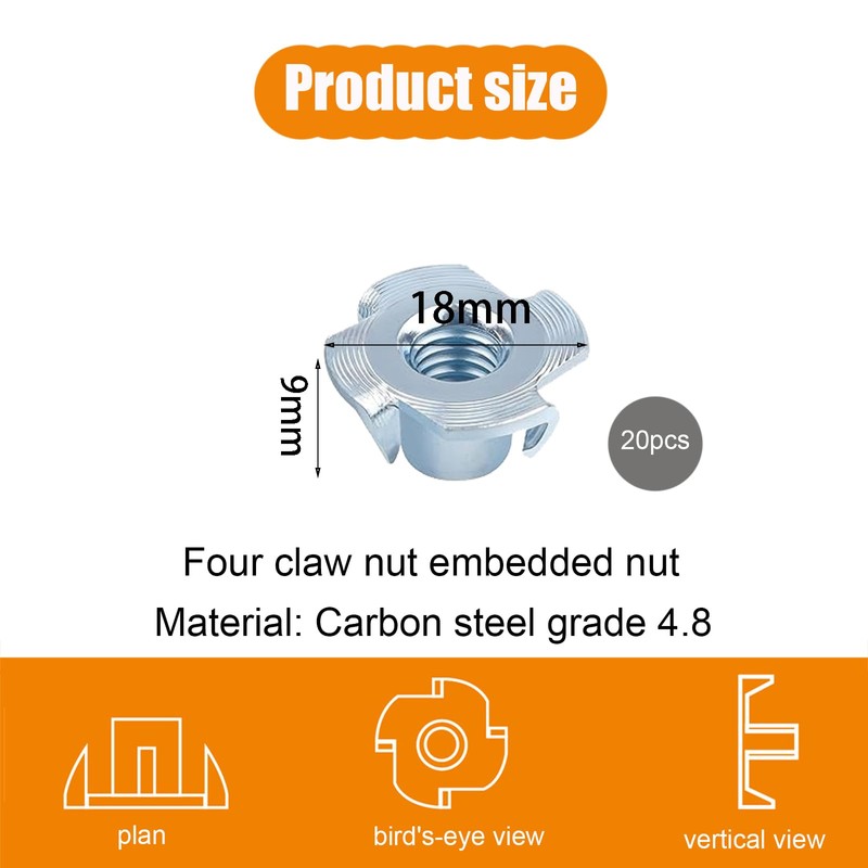 20 Stück M6*9 Einschlagmutter,Einschlagmuttern,Hülsenmutter,Kohlenstoffstahl,für Einschlagspitzen,GewindehüLsen,Einschraubmutter,Edelstahl,Stellfüße,Einschlaghülse,Einschlagmuffen,Einpres smuttern