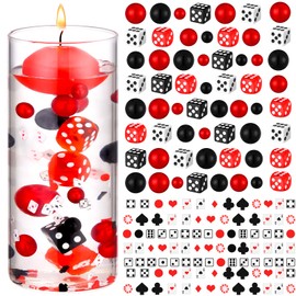 Seenelling 1320 Pcs Casino Theme Vase Fillers for Centerpieces Include Dice Pearls Mini Playing Cards Casino Party Decorations Las Vegas Night Table Floating Dice for Wedding Birthday Events