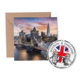 1 x Greeting Card & Vinyl Sticker Set - London England UK GB Landmark Travel Holiday City Map Flag Friend Mum Girls Boys Scrapbook #79887
