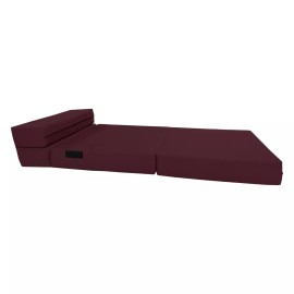 Danfuton Lounger Folding Foam Mattress, Convertible Sleepover Bed, 6 x 32 x 80, Burgundy