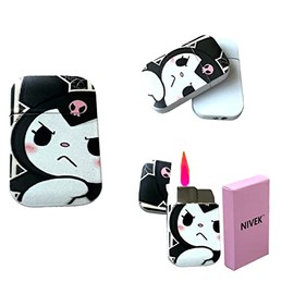NIVEK Kulomi Lighter Kitty KT Torch Lighter Pink Flame Pocket Refillable Kawaii Cute Windproof Flame (Cat, Rabbit, Melody, Duffy) (A14-Kulomi Attitude Face)
