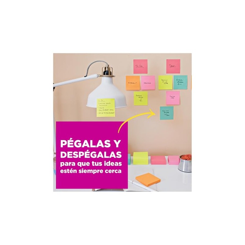 3M Post-it Notas Super Adhesivas color Negro, 5PK con 70