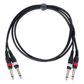 Pronomic J4J-1.5 Audio Cable - 2 x 6.3 mm Mono Jack to 2 x 6.3 mm Mono Jack - Length: 1.5 m - Flexible and Robust - Colour Coded Plugs - Black