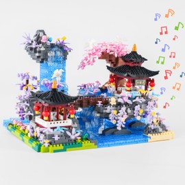 ConLinktion Cherry Blossom Tree Building Set, 1990PCS Japanese Garden House Set, Gift for Adults and Kids