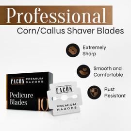 50 Facón Professional Callus Shaver Replacement Blades, Corn Plane Razor Blades for Callus Removal, Premium Platinum Japanese Stainless Steel, Pedicure Razor Blades Remove Calluses, Corns & Rough Skin