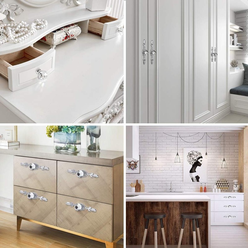 INCREWAY Drawer Knobs, 8Pcs Zinc Alloy Door Pull Handles Crystal