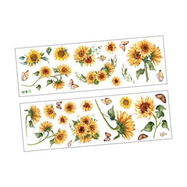 Mipcase 2Sheets Sunflower Wall Decals Removable PVC Stickers for Home Decor and Beautiful Flower Wall Art for Bedrooms Living Rooms and Smooth Surfaces