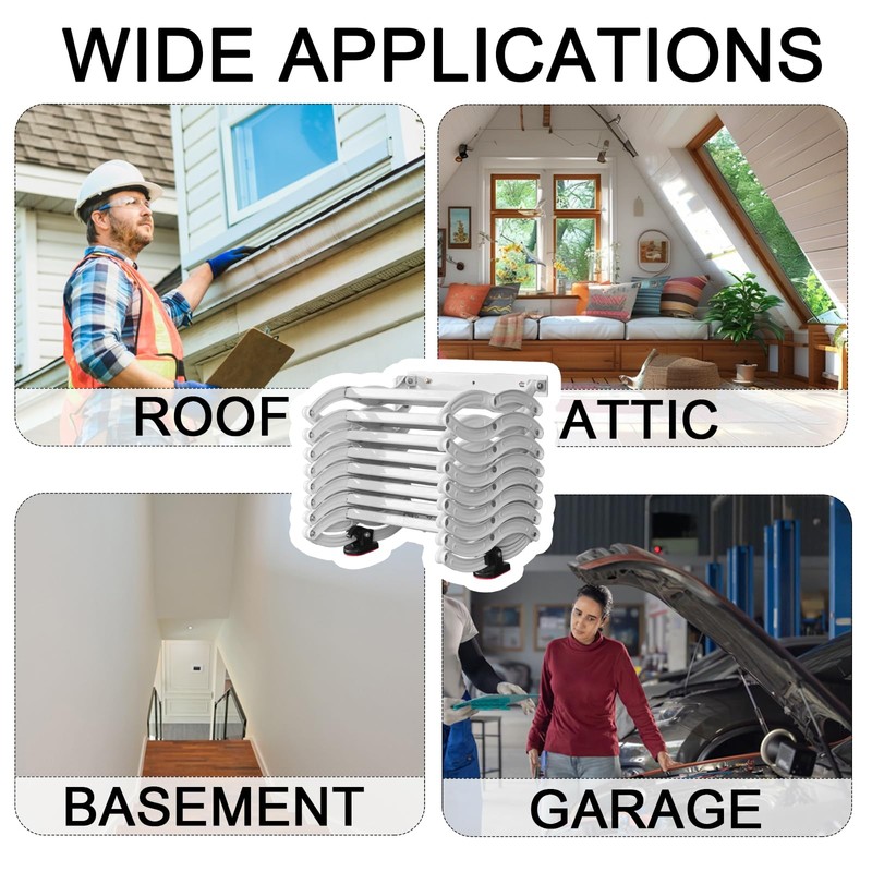 4 Steps Wall Mounted Folding Ladder, Indoor and Outdoor Step