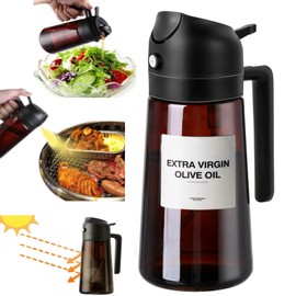 Zwzjheng 2 In1 Olive Oil Edible oil Dispenser for Kitchen, 16oz Oil Sprayer Bottle for Cooking, Glass Oil BottleSpray and PourFood-Grade Mister for Air Fryer, Salad,BakingBBQ, Upgraded Light Blockin