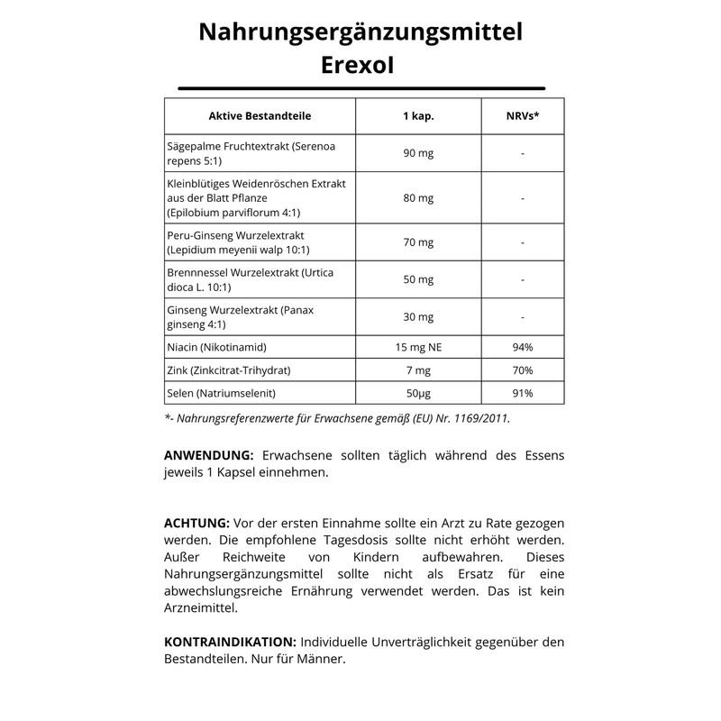 ErexoI Kapseln | für die Männergesundheit | 60 kapseln
