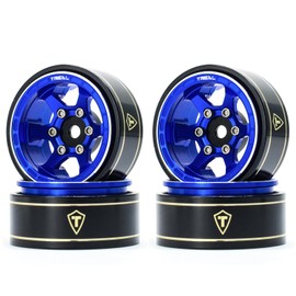 TREAL SCX24 Wheels 1.0" Beadlock Wheels (4P) Scale-Look Concave Six Spoke Rim Crawler for Axial SCX24 -Type D (Blue)