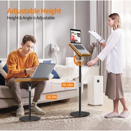 NAMON Floor Book Stand for Reading, 100% Solid Wood, Height Adjustable from 16.5" to 51", Floor Reading Stand with Page Clip for Cookbooks, Sheet Music, Projector (Without T-Shaped)