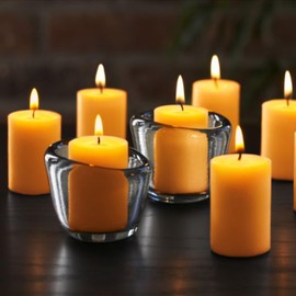 GINITIRI Natural Beeswax Votive Candles,11-12 Hours Unscented Votive Candles Bulk,6 Pack Beeswax Candle for Prayers,100% Pure Bees Wax Candles for Spa Relax