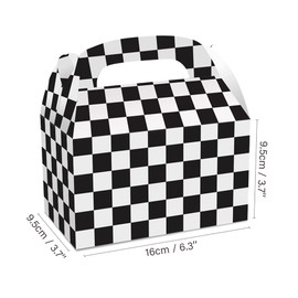 SINGOMON 12PCS Racing Party Goodie Boxes Black and White Checker Gift Boxes Racing Car Treat Boxes with Handles Paper Boxes Party Favor Boxes Candy Boxes Gable Boxes for Boys Birthday Decorations, Two Fast Birthday Decorations, Sport Events