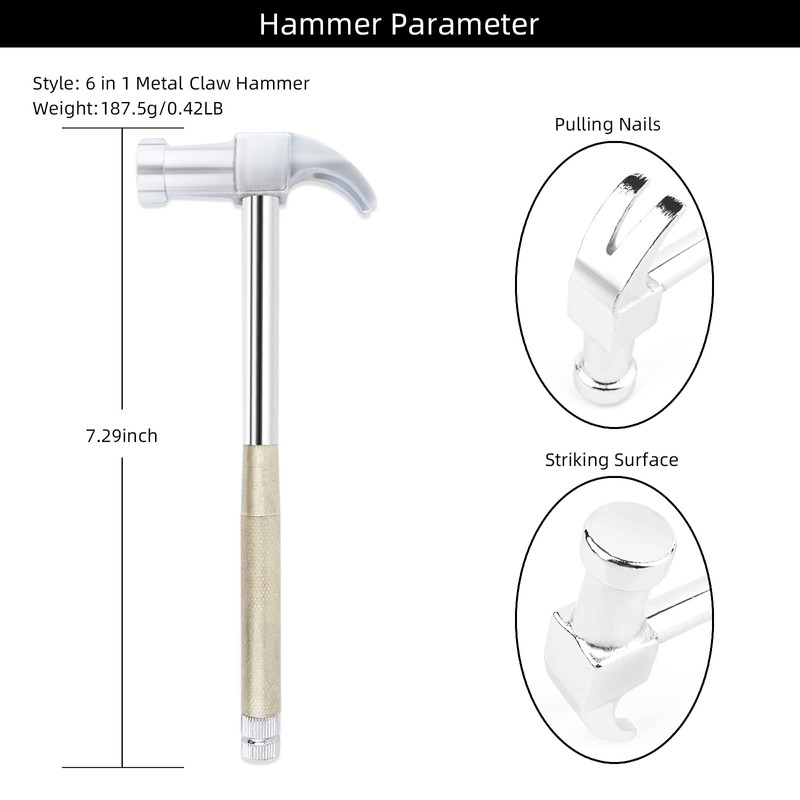 6 in 1 Hammer & Screwdriver Tool Multitool Set Claw