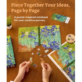 PieceRelax Puzzle Journal for Adults - Van Gogh - Irises Unique A5 Book Cover Puzzles Gift & Home Décor with Plastic Jigsaw Puzzle Artwork for Notebook [YA1065]