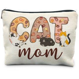 RYYCDOI Cat Mom Gifts, Cute Cat Makeup Bag, Cat Lady Gifts, Cat Gifts for Women Cat Lovers, Cat Cosmetic Bags Toiletry Bag for Women, Cat Makeup Pouch, Cat Accessories for Women