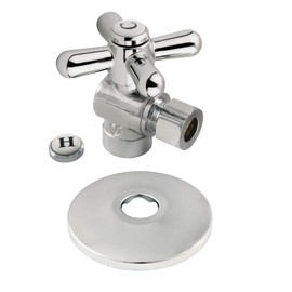 Kingston Brass CC43201XK 1/2-Inch Sweat X 3/8-Inch OD Comp Quarter-Turn Angle Stop Valve with Flange, Polished Chrome