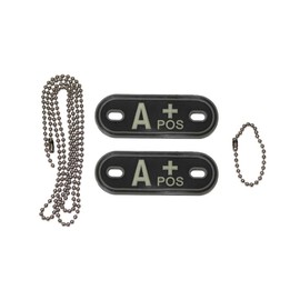 Dog Tag Blood Group A+ Pos Positive Emergency Chain 3D Rubber Dog Tag German Army US Army UK Jewellery PVC Tactical 2.5 x 7 cm #20489