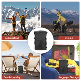 TIXIPEM Compression Stuff Sack [1PCS] - Waterproof Sleeping Bag Storage Sack 5L Use for Backpacking & Traveling & Hiking - [Black-17 x 9 IN/ 42 x 23.5 CM] Space Saving Gear Bags