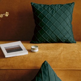 Pagnanno. Set of 2 Soft Velvet Cushion Covers 45x45cm(18x18 Inches) Squares Throw Pillowcases Cushion Covers for Chairs,living room,bedroom with Invisible Zipper (18"x18" (Pack of 2), Forest Green)