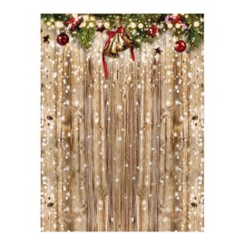 Funnytree 6x8ft Christmas Wooden Wall Photography Backdrop Glitter Bokeh Snow Winter Merry Xmas Party Background Rustic Wood Baby Shower Kids Birthday Portrait Banner Decor Photo Booth Studio
