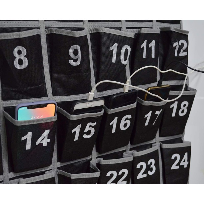 Godery Numbered Classroom Pocket Chart for Cellphone and Calculator holder,