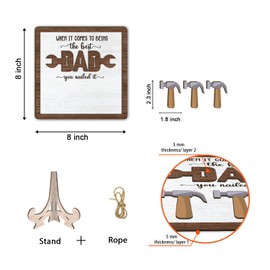 Custom Mechanic Hammer Dad Gifts Table Decor Sign from Daughter Son, Dad Hammers Gifts For Mechanic Daddy Husband Fathers Day Birthday Wooden Plaque, When It Comes To Being The Best Dad You Nailed It