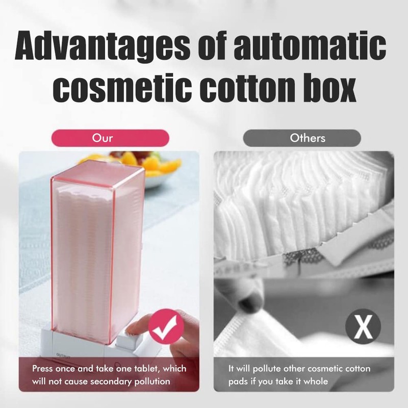 Cosmetic Cotton Storage Box, Automatic Cotton Pad Dispenser Press Out