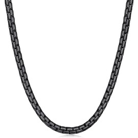 Fiusem Black Box Chains for Men, 5mm Stainless Steel Chain Necklace, Necklaces for Men and Women 22Inch
