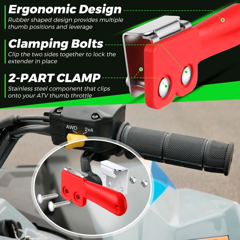 Saillong ATV Throttle Extender, Thumb Throttle Master for ATV, 2