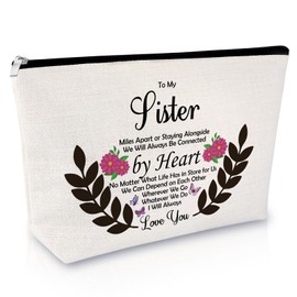 Gifts for Sister Makeup Bag Birthday Graduation Gifts for Sister Trip Presents for Best Friends Bestie Travel Cosmetic Bag Long Distance Friendship Present for Women Christmas Farewell Present for Her