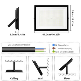 wowspeed 500W LED Flood Light Outdoor, Super Bright 50000LM 6000K Daylight White Led Spotlight Stadium Lights, IP66 Waterproof Security Outdoor Lights for Backyard Court Garden Garage