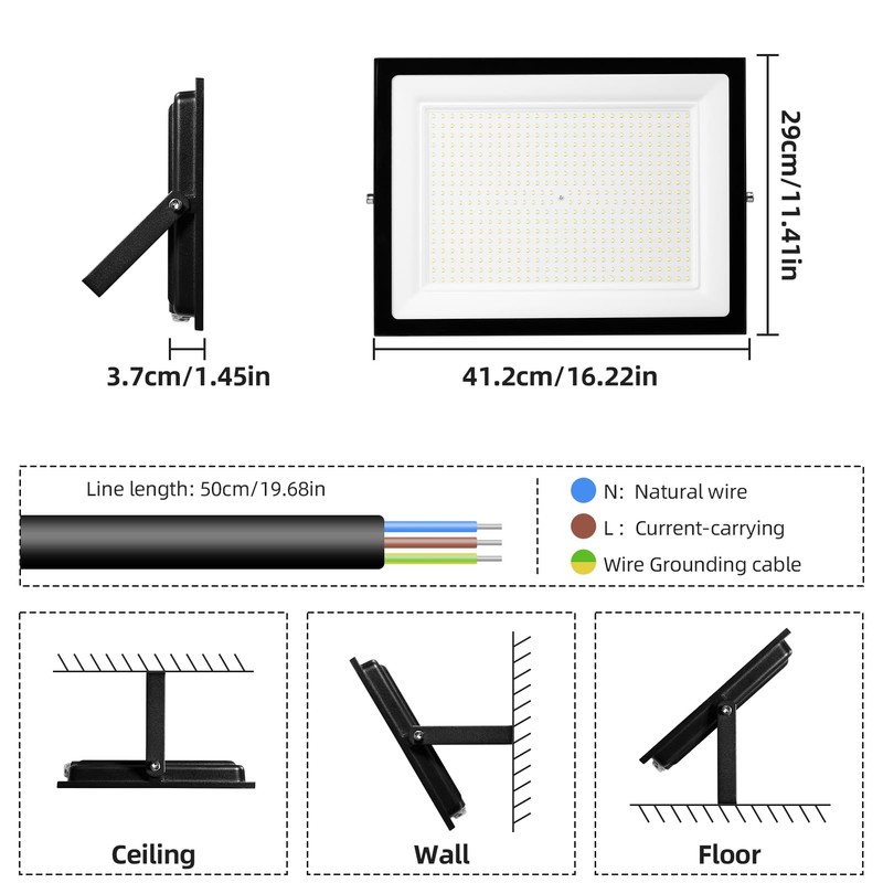 wowspeed 500W LED Flood Light Outdoor, Super Bright 50000LM 6000K