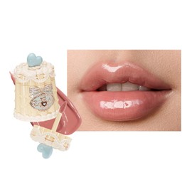 Flower Knows The Sweetie Bear Coating Lip Jelly,Soft Moisturizing Tinted Lip Gloss with Botanicals,Lightweight Non-Sticky Nude Lips Plumper,Cruelty-Free,0.18 oz(JE03 Peach Tea)