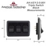 American Technology Components Triple SPST On-Off Switch with Bezel, 12-Volt,