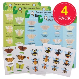 Baker Ross FN460 Bee & Butterfly Identification Sticker Fact Sheets - Pack of 4, STEM, Science, Maths and Learning Aids for Kids and Schools