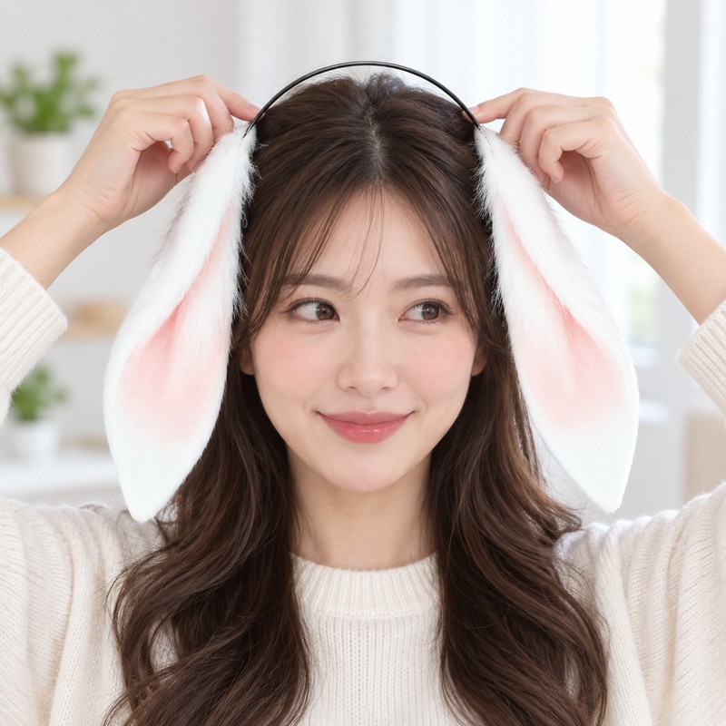 Plush Bunny Ears Hairband for Cosplay & Parties – Soft