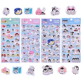 4Sheets Cute Little Penguin Family Stickers,Cartoon Stickers, Kids' Mini Stickers, Penguin Stickers, Kids' Cartoon Stickers, DIY Stickers - Cute Decorative Items