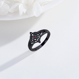 Suiknsn Black Witches Ring for Women 925 Sterling Silver Celtic Nudo De Bruja Ring 8 Size Ankh Eye of Horus Wiccan Jewelry Birthday Graduation Gifts for Girlfriend