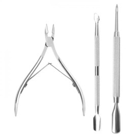스텐 네일 푸셔 니퍼 젤 큐티클 제거 셀프 손톱 3종 Stainless Steel Nail Pusher Nipper Gel Cuticle Remover Self Nail Care 3pcs [Nail Pusher 3-Piece Set]